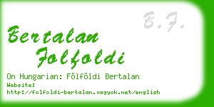 bertalan folfoldi business card